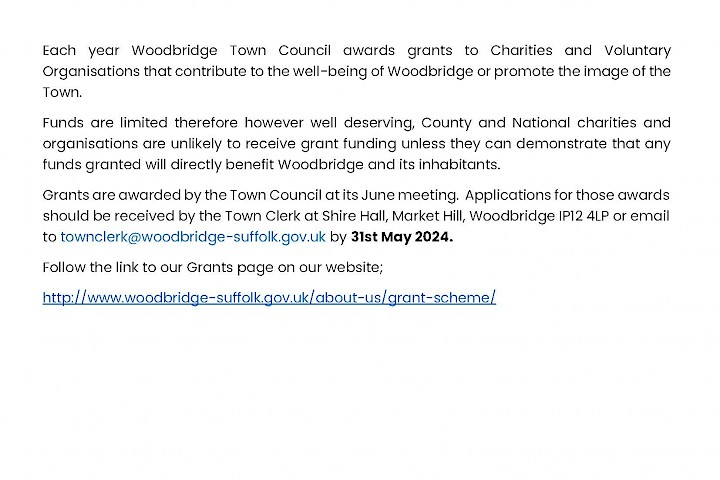 Woodbridge Town Council Grant Awards 2024 image