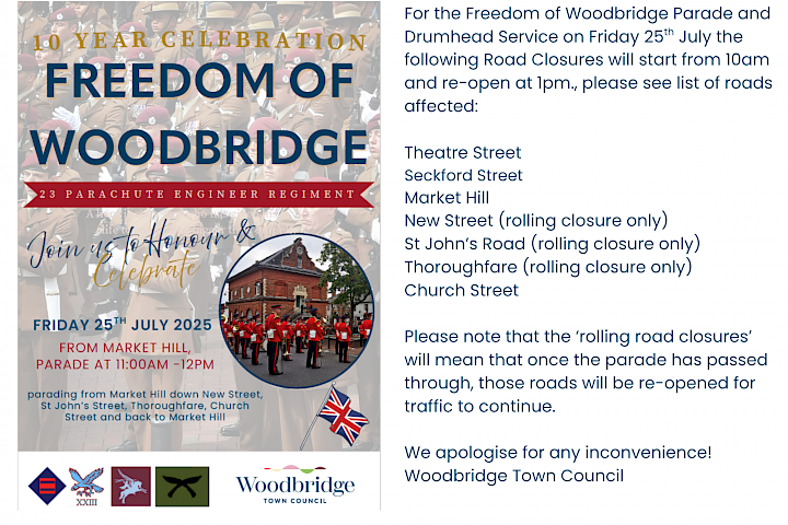 Freedom of Woodbridge Parade Road Closure Information 2025 image