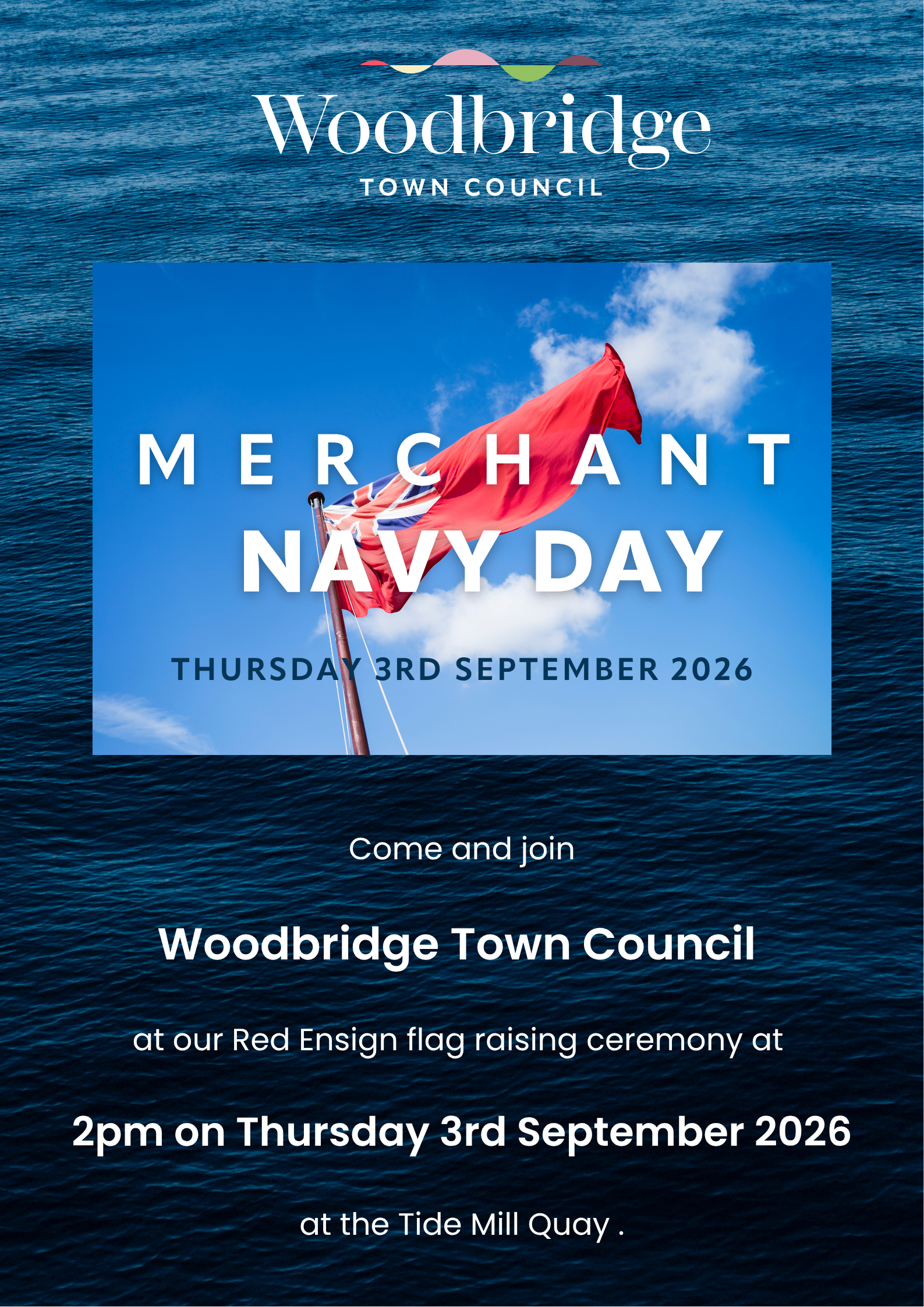 Woodbridge Town Council raising the flag for Merchant Navy Day 2026 image
